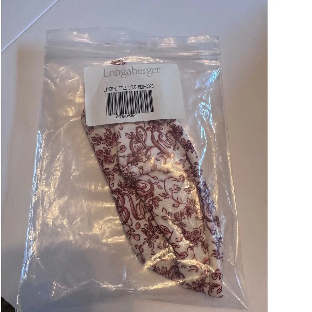 Longaberger Little Love Red Corded Small‎ Basket Liner New